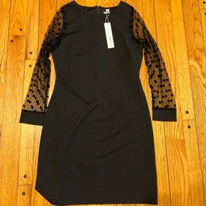 Black cocktail dress with shear sleeves size S NWT